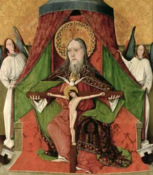 Die Heilige Dreifaltigkeit, zentrales Panel des Hochaltars der Kirche der Heiligen Dreifaltigkeit in Mosóc, 1471